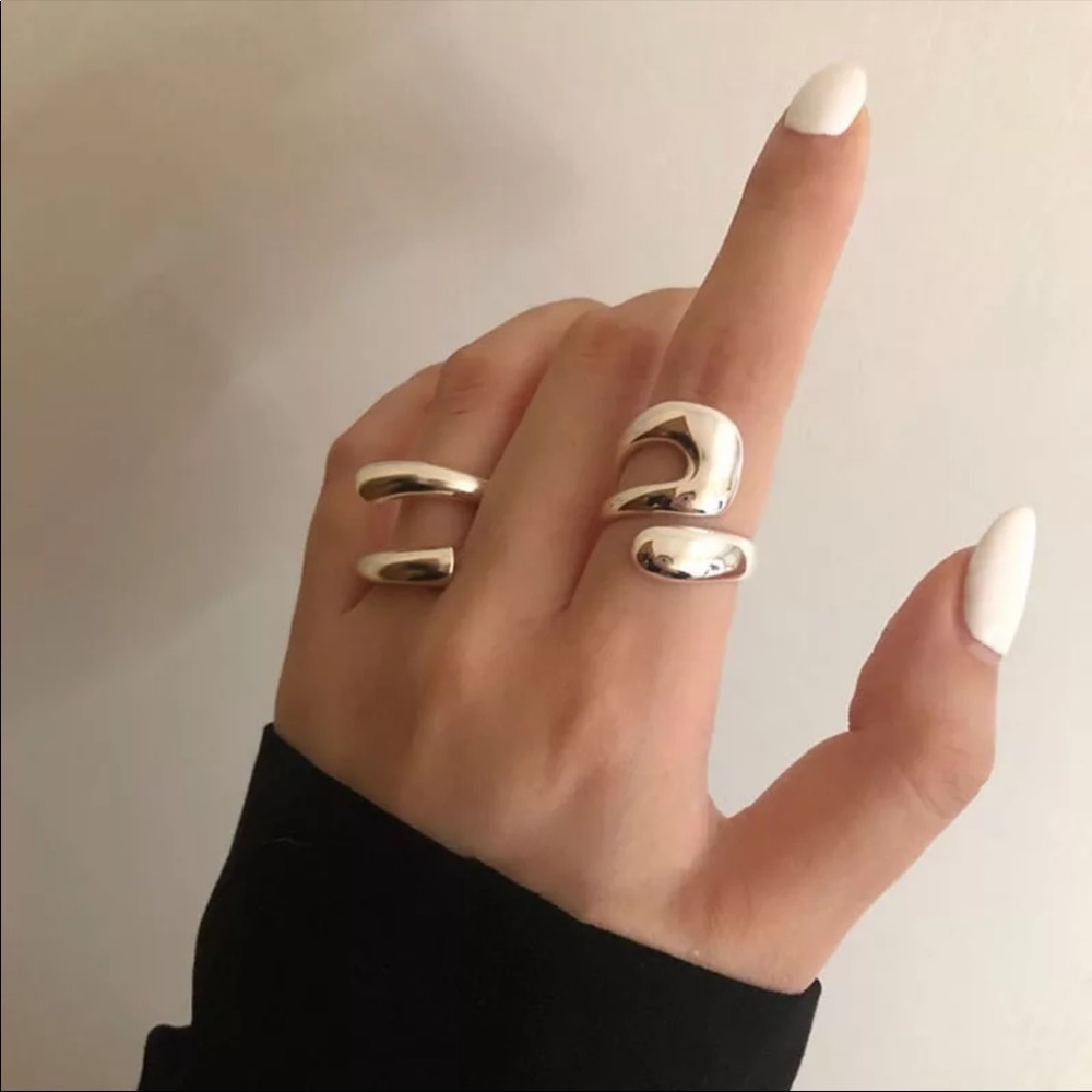 SET Sterling Silver Geometric Wrap Rings - Picture 2 of 9